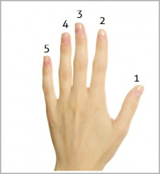 Drei Melodien für die linke Hand - Fingernummern 